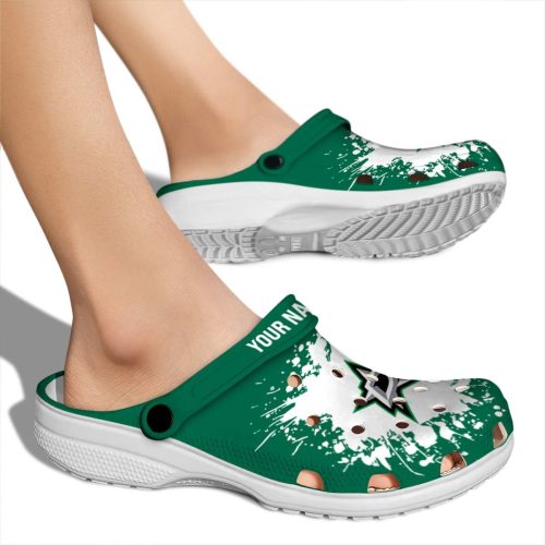 customized dallas stars splatter background clog fashion forward
