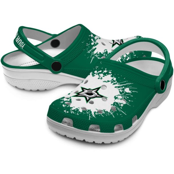 customized dallas stars splatter background clog high quality