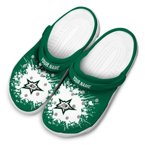 customized dallas stars splatter background clog latest model