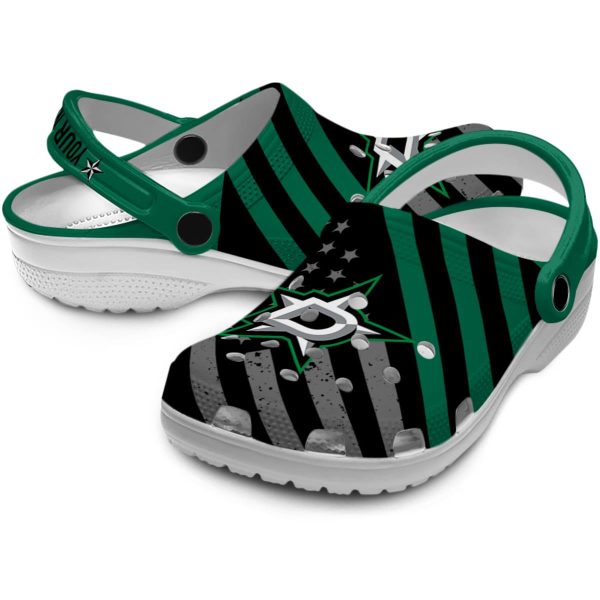 customized dallas stars star spangled graphic clog high quality