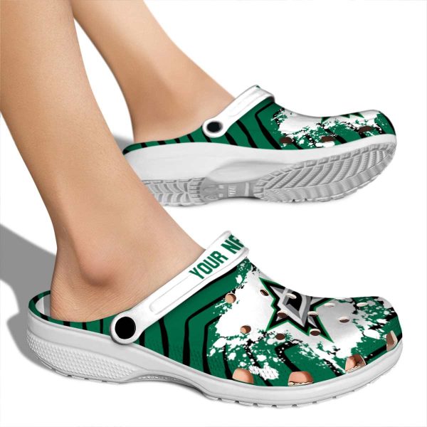 customized dallas stars zigzag paint burst clog fashion forward