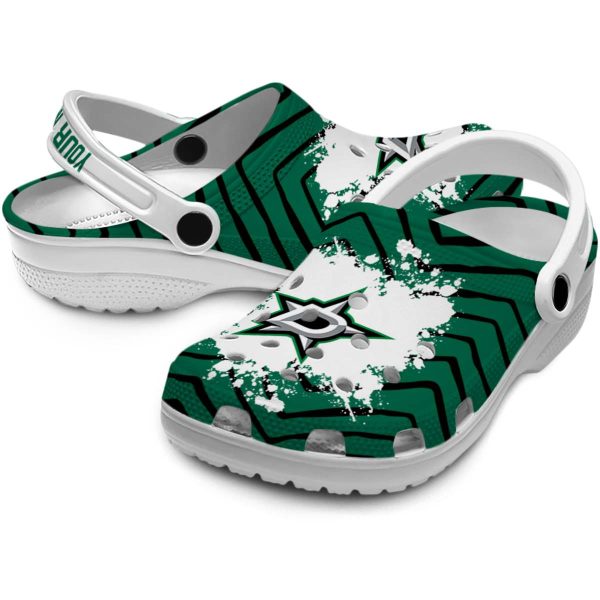 customized dallas stars zigzag paint burst clog high quality