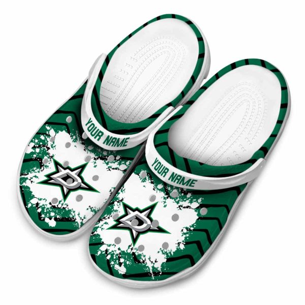 customized dallas stars zigzag paint burst clog latest model