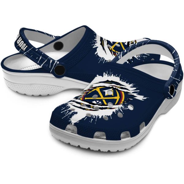 customized denver nuggets splash motif background clog high quality