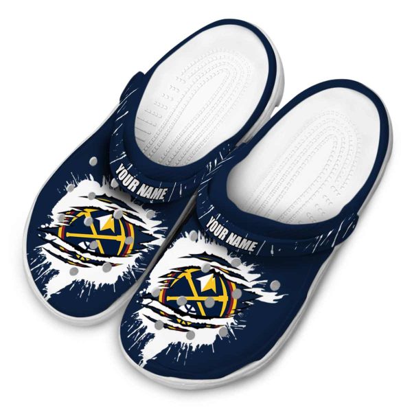 customized denver nuggets splash motif background clog latest model