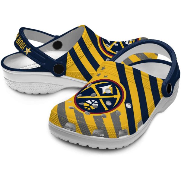 customized denver nuggets star spangled graphic clog high quality