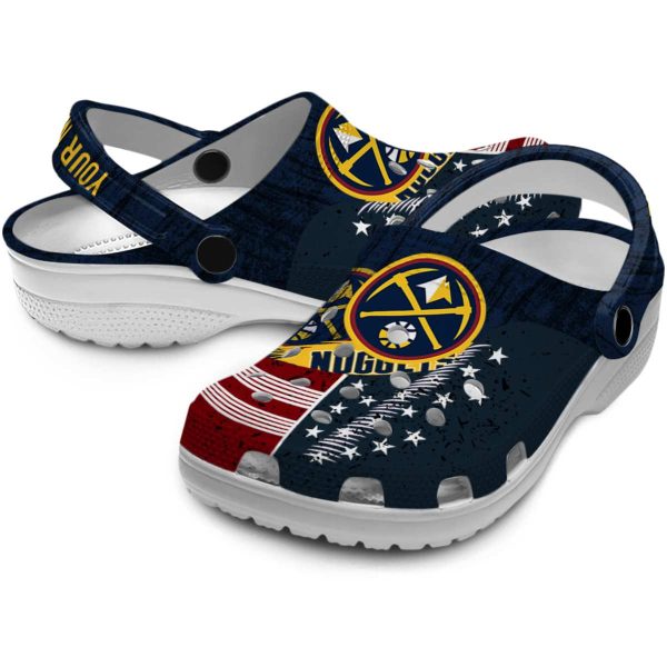 customized denver nuggets star spangled side pattern clog high quality