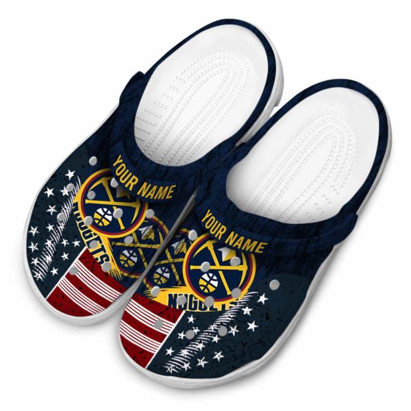 customized denver nuggets star spangled side pattern clog latest model