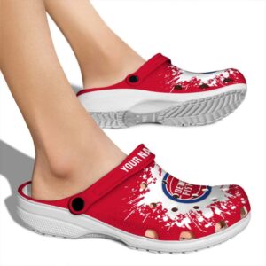 customized detroit pistons splatter background clog fashion forward