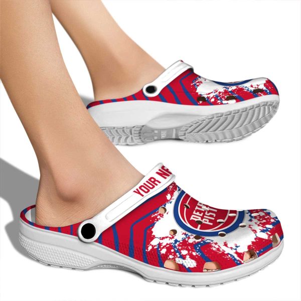 customized detroit pistons zigzag paint burst clog fashion forward