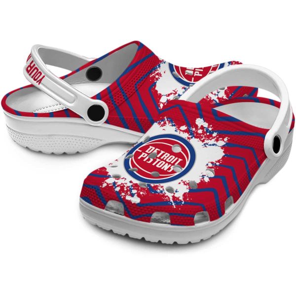 customized detroit pistons zigzag paint burst clog high quality