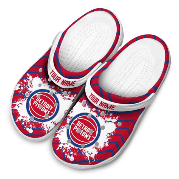 customized detroit pistons zigzag paint burst clog latest model