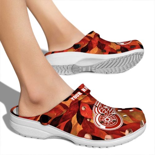 customized detroit red wings autumn leaves clog fashion forward