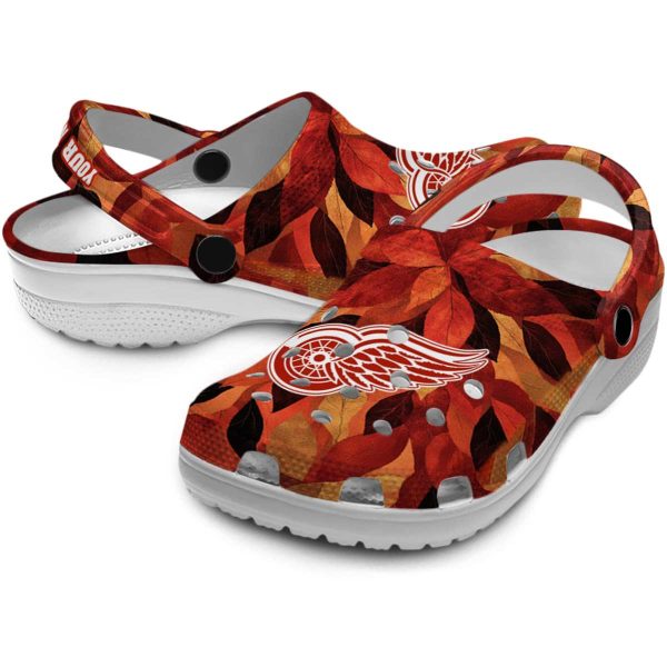 customized detroit red wings autumn leaves clog high quality