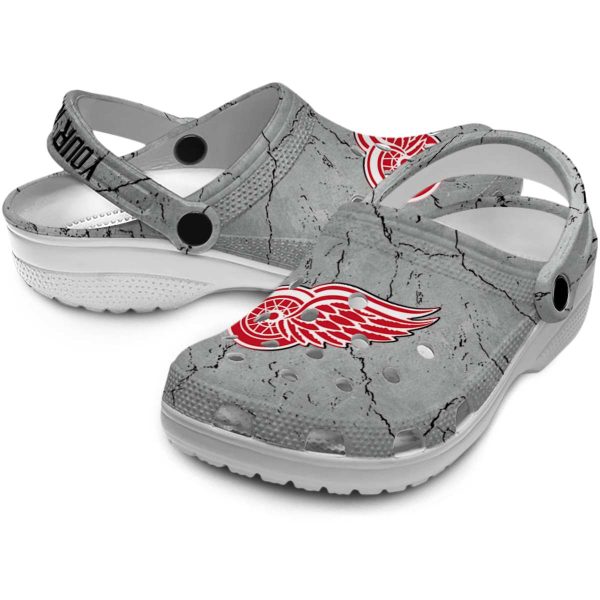 customized detroit red wings cracked texture clog high quality