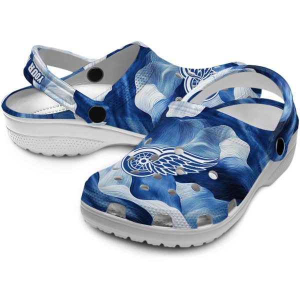 customized detroit red wings ocean waves clog high quality