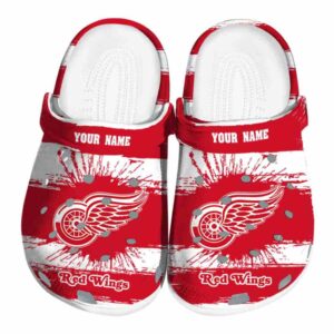customized detroit red wings paint splatter graphics clog best selling