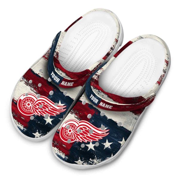 customized detroit red wings patriotic stripes clog latest model