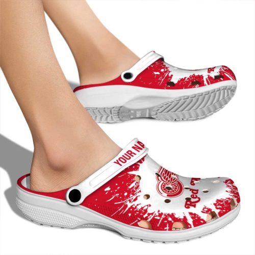 customized detroit red wings splash art clog fashion forward