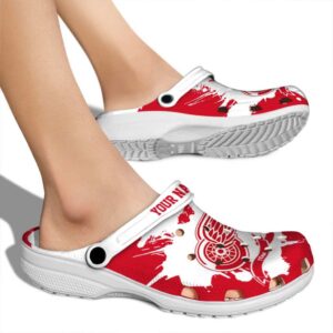 customized detroit red wings splatter pattern clog fashion forward