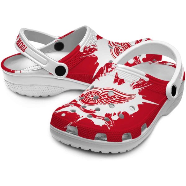 customized detroit red wings splatter pattern clog high quality