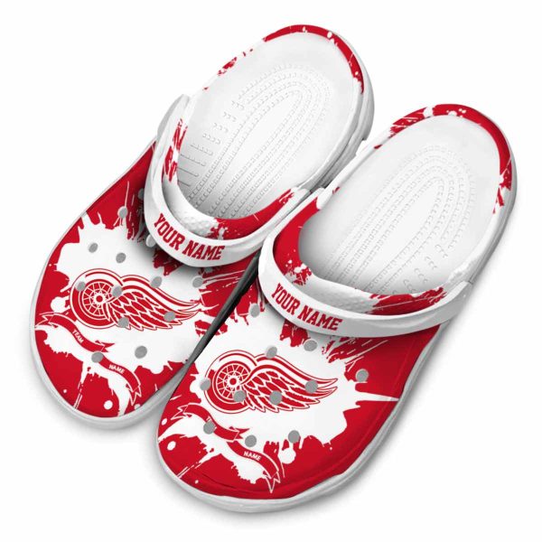 customized detroit red wings splatter pattern clog latest model