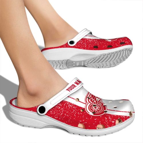 customized detroit red wings vertical stripes clog fashion forward