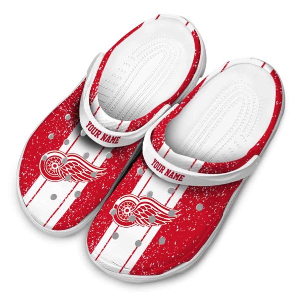 customized detroit red wings vertical stripes clog latest model