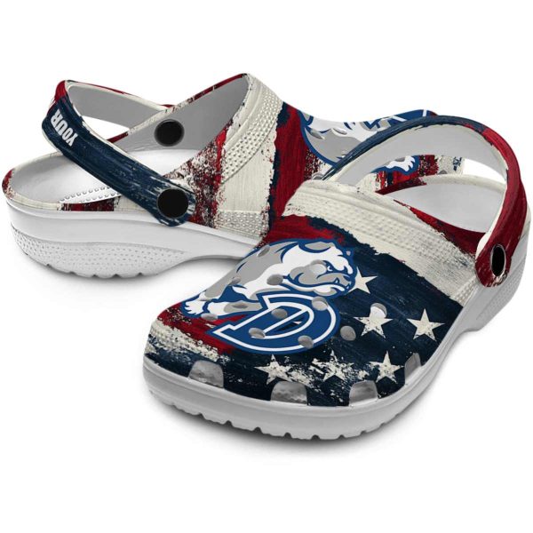 customized drake bulldogs patriotic stripes clog high quality