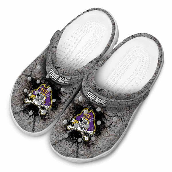 customized east carolina pirates cracked ground texture clog latest model