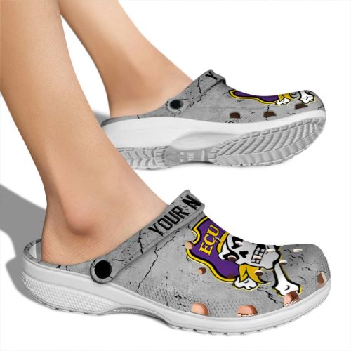 customized east carolina pirates cracked texture clog fashion forward