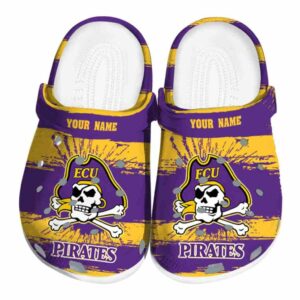 customized east carolina pirates paint splatter graphics clog best selling