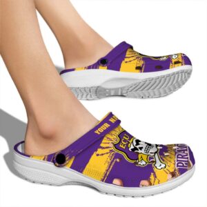 customized east carolina pirates paint splatter graphics clog fashion forward