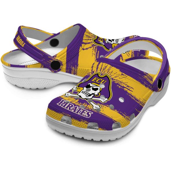 customized east carolina pirates paint splatter graphics clog high quality