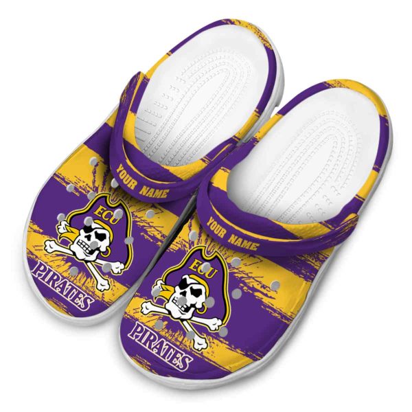 customized east carolina pirates paint splatter graphics clog latest model