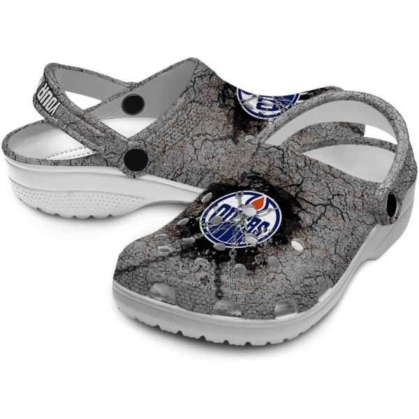 customized edmonton oilers cracked ground texture clog high quality