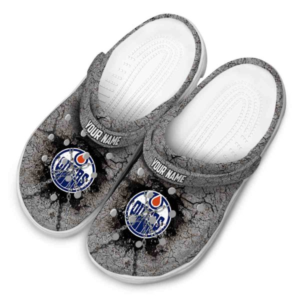 customized edmonton oilers cracked ground texture clog latest model