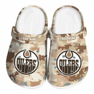 customized edmonton oilers desert camo clog best selling
