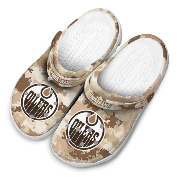 customized edmonton oilers desert camo clog latest model