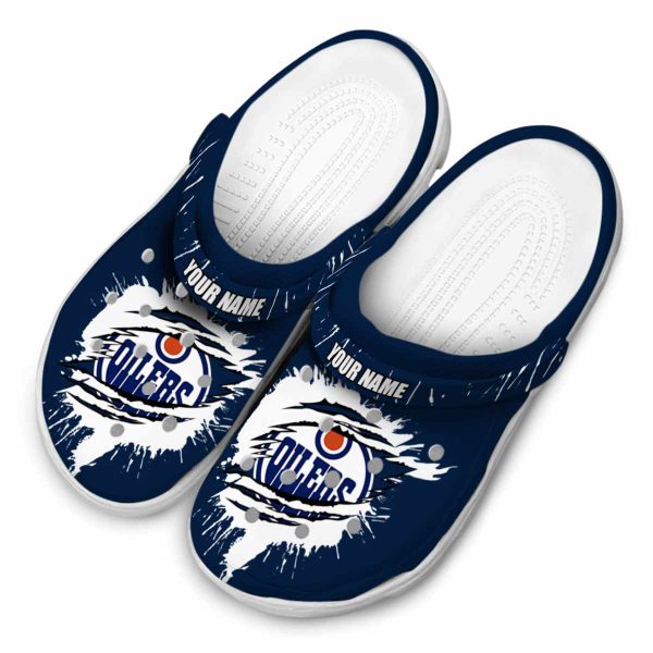 customized edmonton oilers splash motif background clog latest model