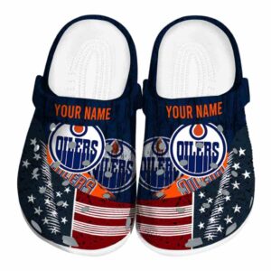 customized edmonton oilers star spangled side pattern clog best selling
