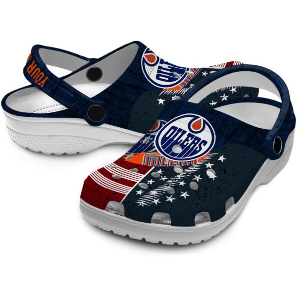 customized edmonton oilers star spangled side pattern clog high quality