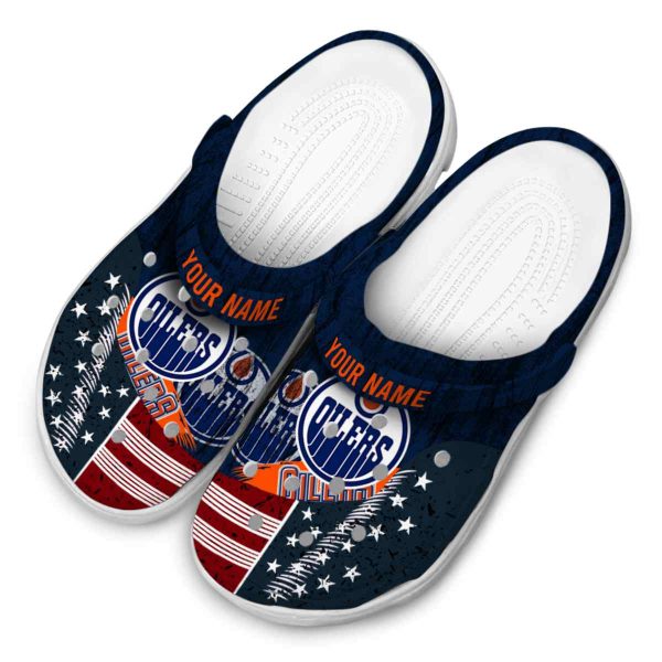 customized edmonton oilers star spangled side pattern clog latest model