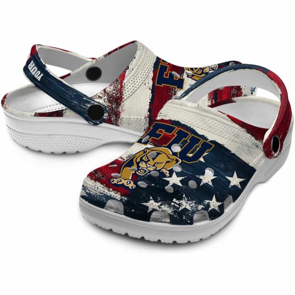 customized fiu panthers patriotic stripes clog high quality