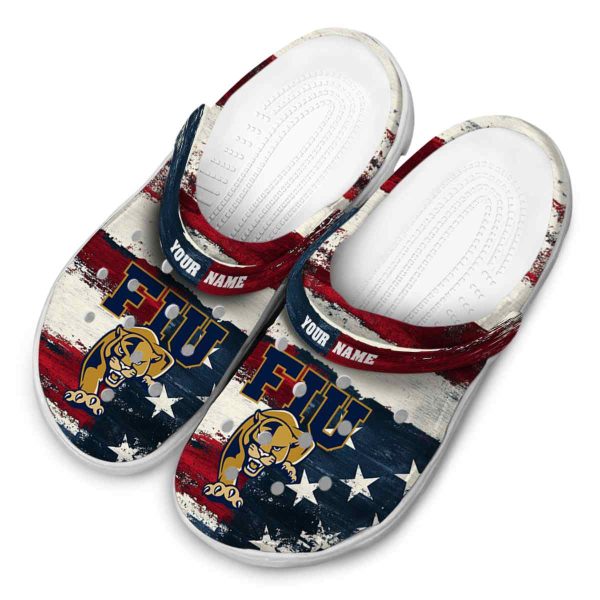 customized fiu panthers patriotic stripes clog latest model