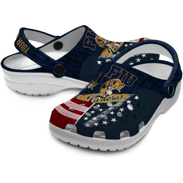 customized fiu panthers star spangled side pattern clog high quality