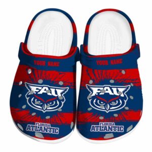 customized florida atlantic owls paint splatter graphics clog best selling