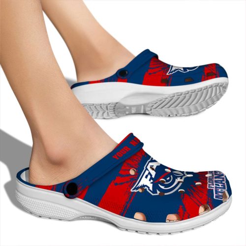 customized florida atlantic owls paint splatter graphics clog fashion forward
