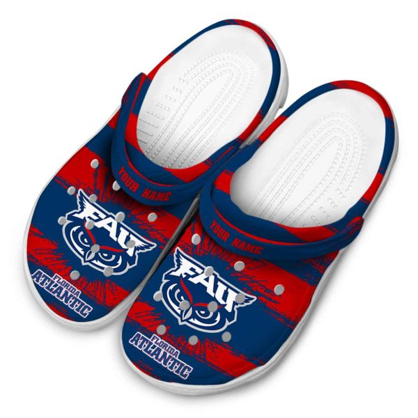 customized florida atlantic owls paint splatter graphics clog latest model