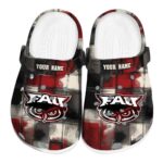 customized florida atlantic owls plaid fusion clog best selling